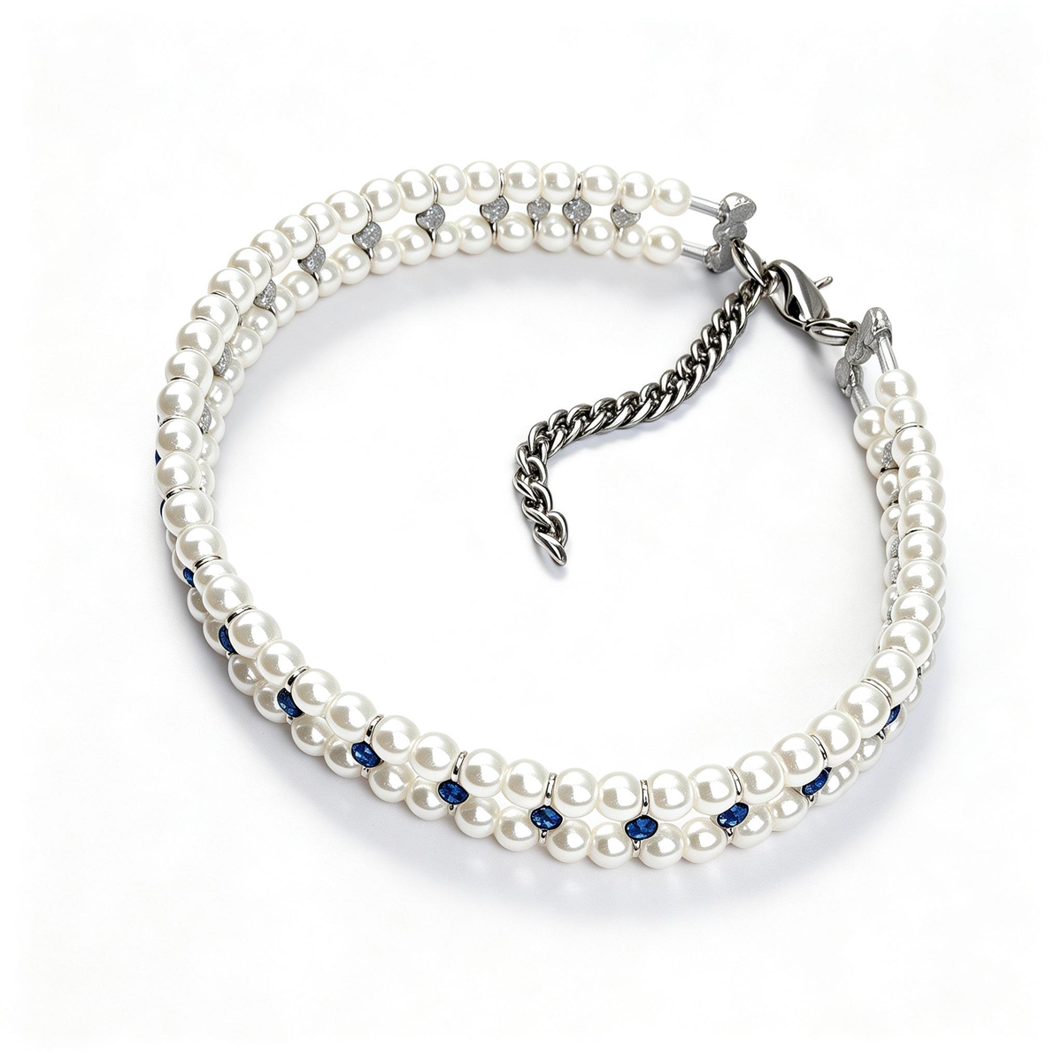 Pearl and crystal necklace collar from multiple angles