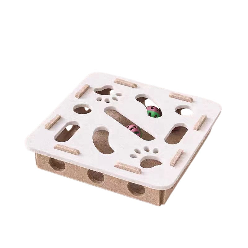 Camel square felt cat puzzle toy with three rattle balls