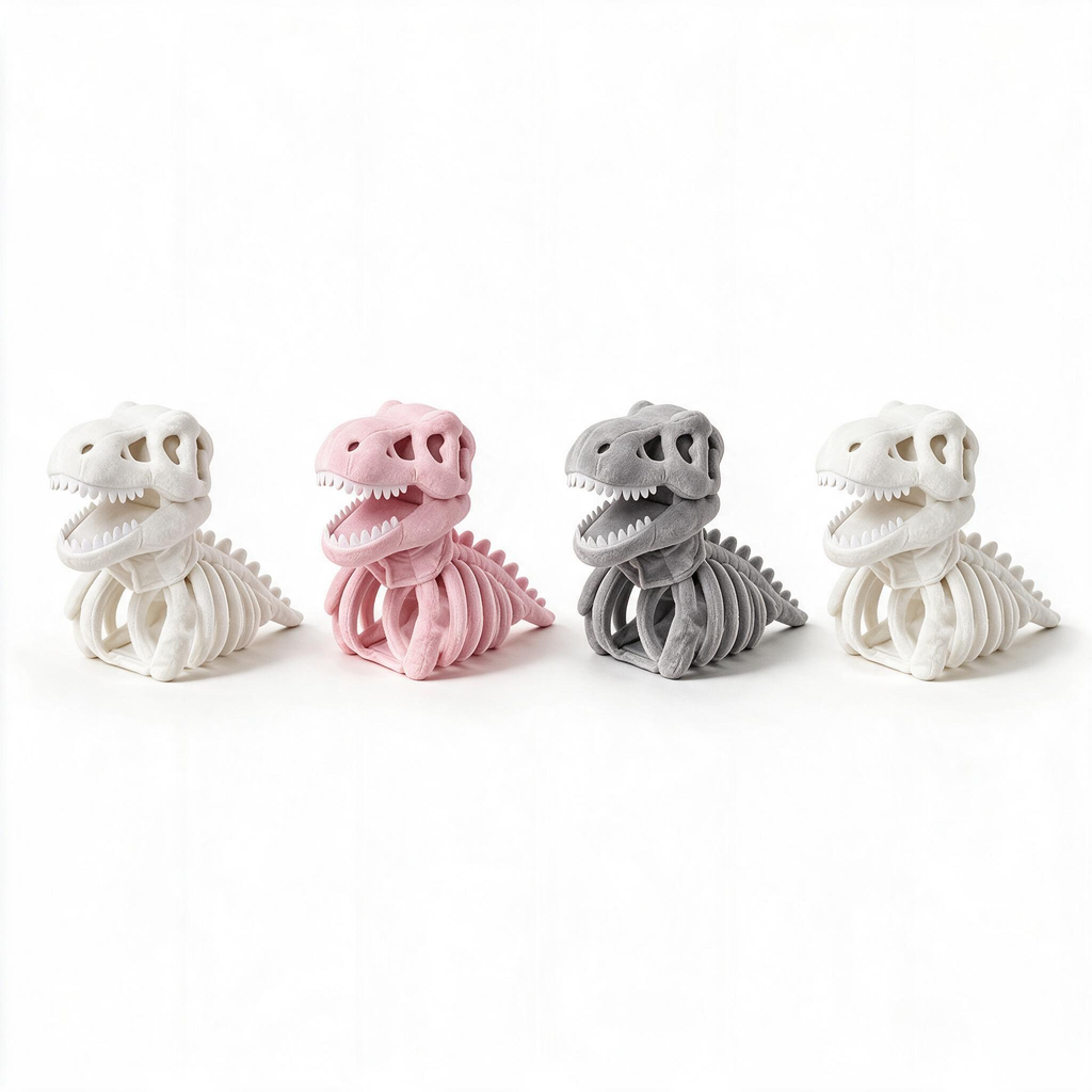 Available colours of the soft plush dinosaur skeleton costume