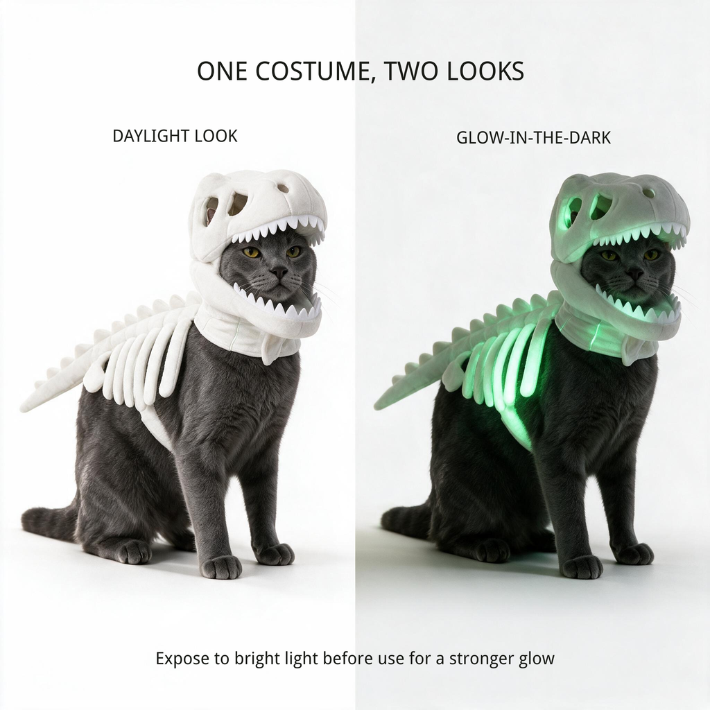 Lightweight flexible dinosaur skeleton pet costume