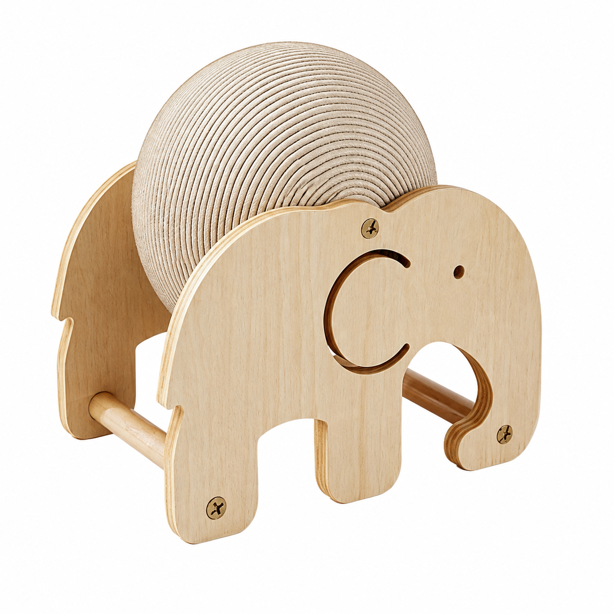 Elephant wooden rotating cat scratcher ball