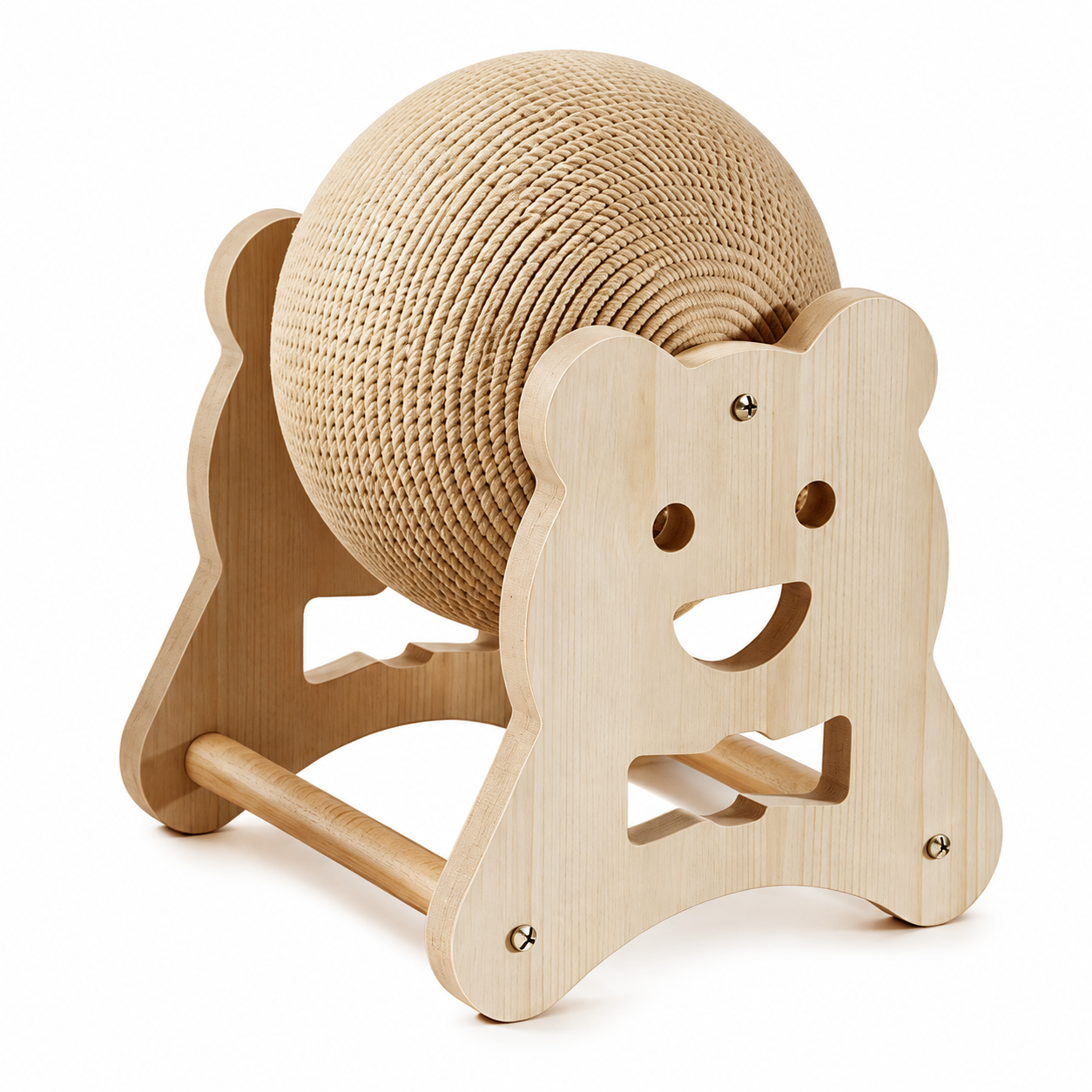 Bear wooden rotating cat scratcher ball