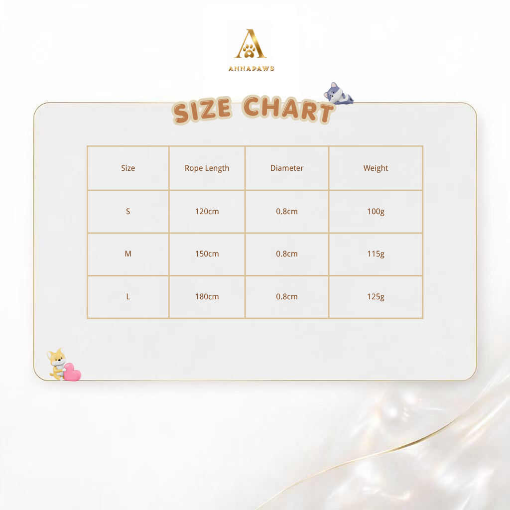 Rope slip lead size chart