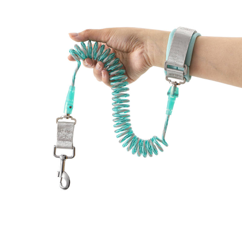 Mint green reflective coiled wrist leash