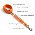 Coiled wrist leash key feature layout