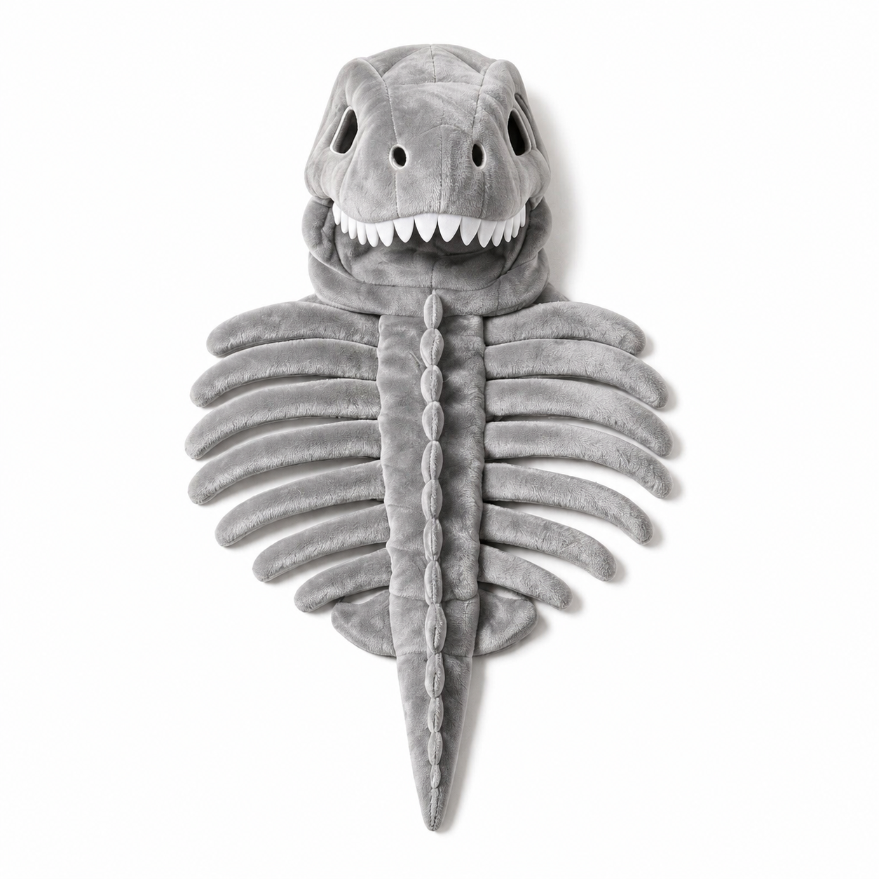 Grey dinosaur skeleton pet costume