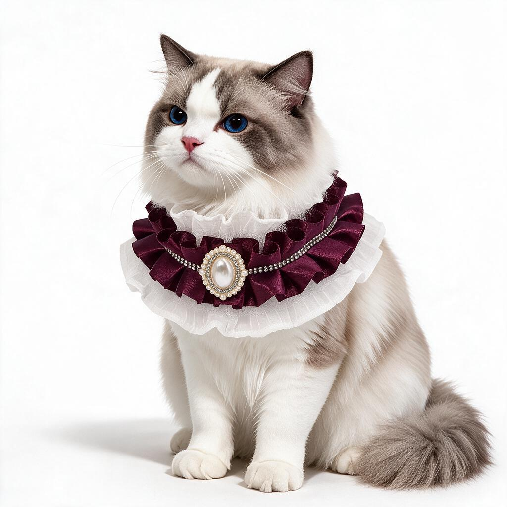 Vintage Lace, Satin & Pearl Ruffle Collar