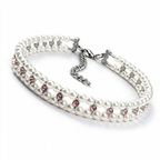 Pink pearl and crystal cat necklace collar