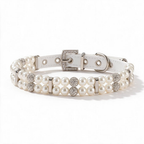 Clear pearl and crystal pet collar only