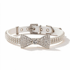 Leash-compatible crystal bow pet collar