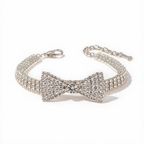 Decorative crystal bow pet necklace