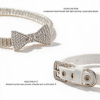 Crystal bow and adjustable collar details