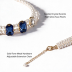 Crystal pearl necklace materials and clasp details