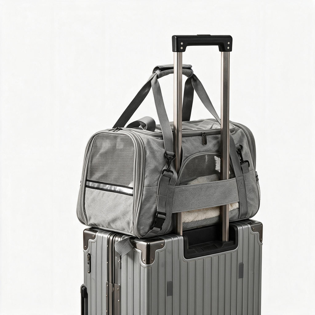 Pet travel carrier shown in everyday use