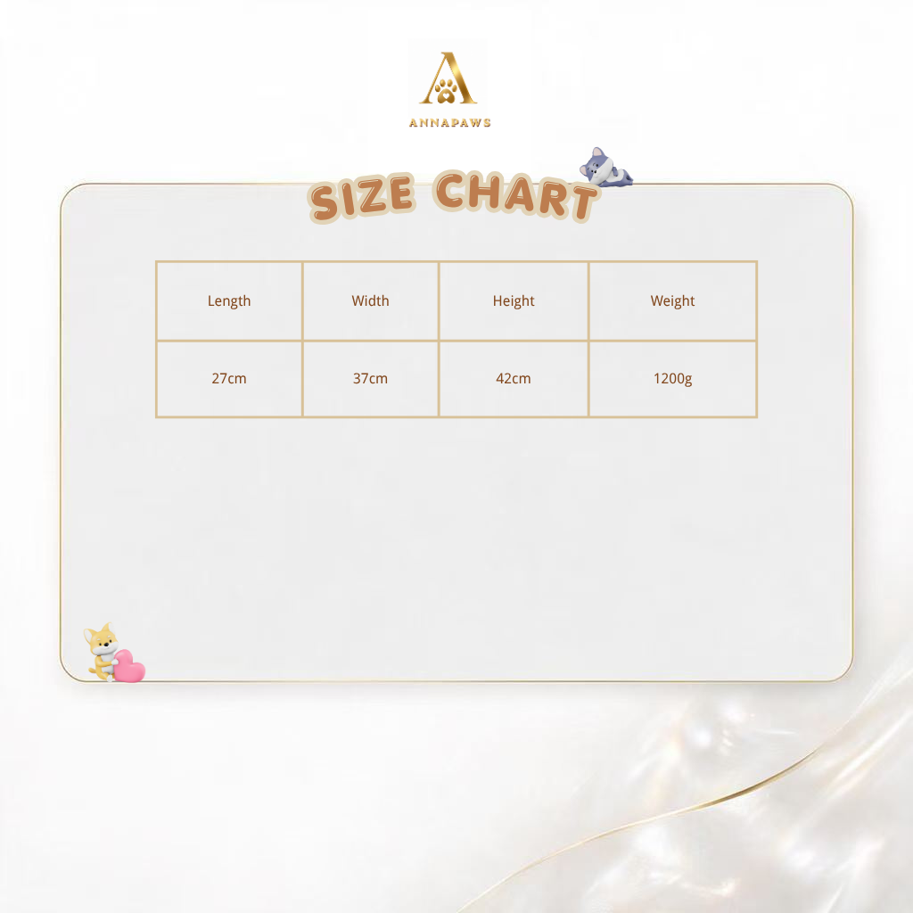 PTB003 size chart