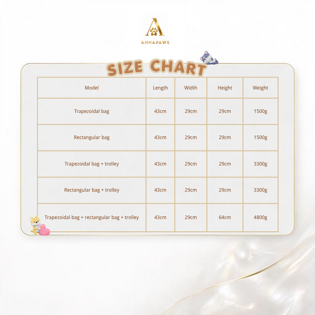 PTB004 size chart