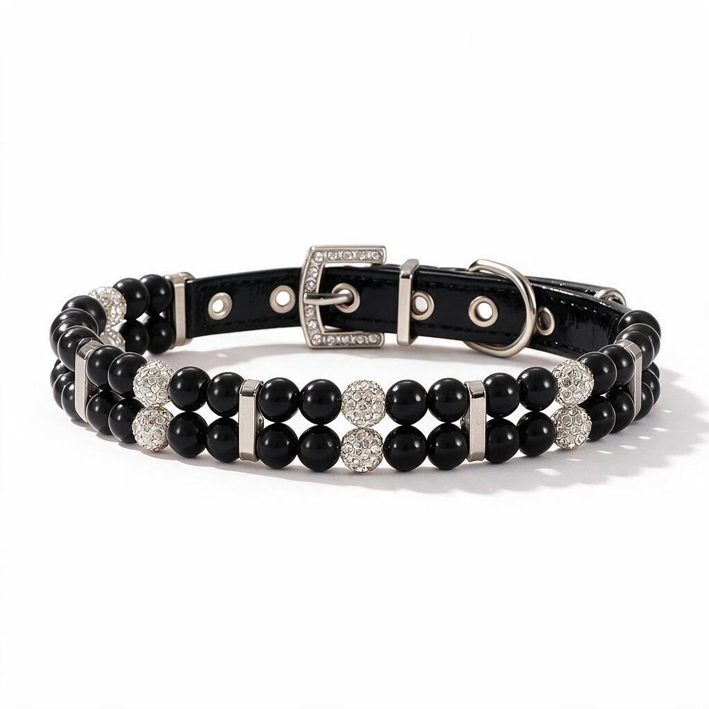 Black pearl and crystal pet collar only